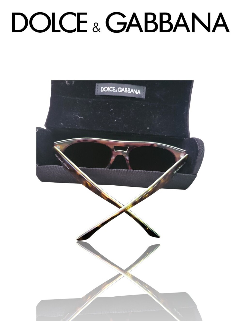 Dolce & Gabbana 4255 Havana Tortoise Sunglasses Gray Lenses Lime Green Trim - Picture 9 of 12